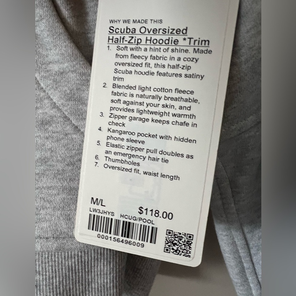 🔹NWT Lululemon Scuba Oversized Half-Zip Hoodie Trim 🔹 - Picture 2 of 2